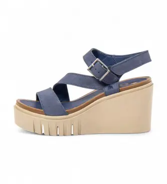 per donna 1208012NF003_0B0 Sandali in pelle 2080 Catania Blu (38), 8 a 10cm, Fibbia, Casual