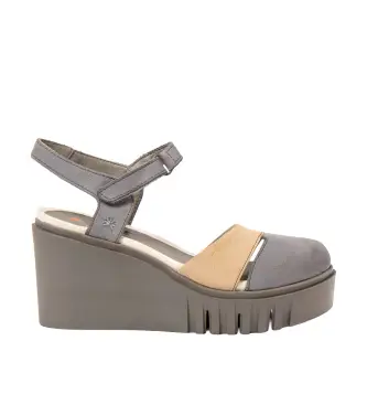 per donna 1208311H1003_0MU SSandalias de cuero andalias 2083 multicolor (37), Pelle, 8 a 10cm, Velcro, Casual, Multicolore