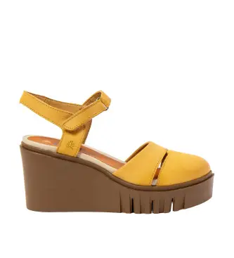 per donna 120831224003_024 Sandali in pelle Roma 2083 gialli (37), 8 a 10cm, Velcro, Casual, Giallo Naturale