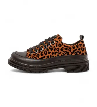 unisex 11894S1FC003_ESP Scarpe nere Fantasy Jaguar del 1894 (36), Marrone, Basso, 1 a 3 cm, Stringhe, Casual, Animal Print