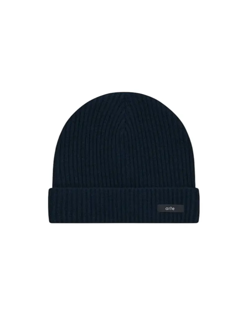 Label Beanie cappellino di lana invernale - Navy One Size