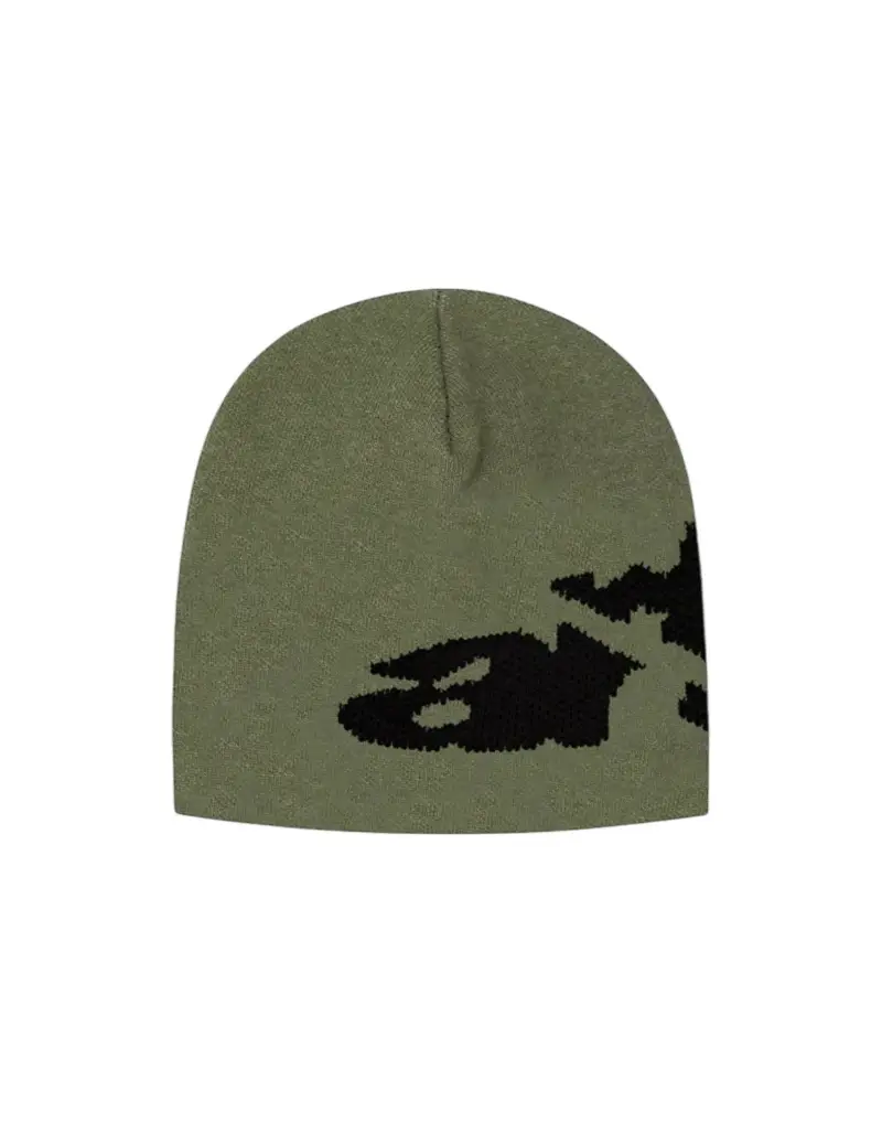 Ripped Arte Side Beanie cappellino di lana invernale - Green One Size
