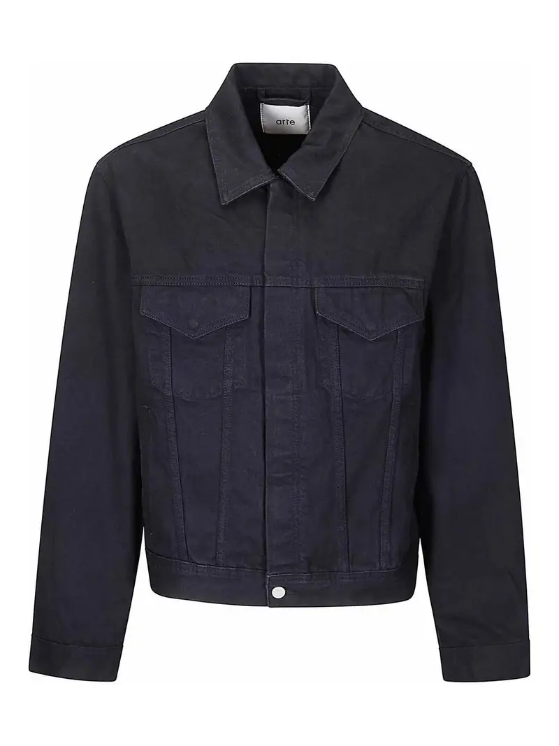 Giacca di jeans con logo circolare Nero