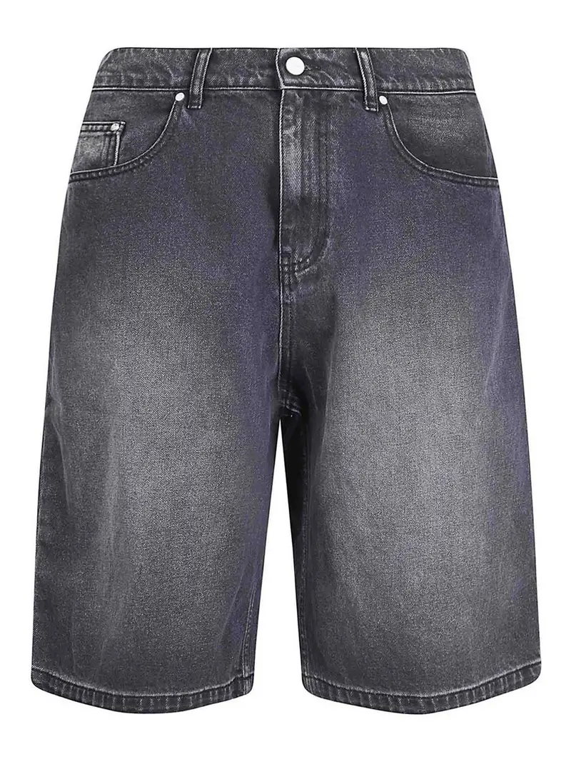 Pantaloncini di jeans con tasca rotonda Nero