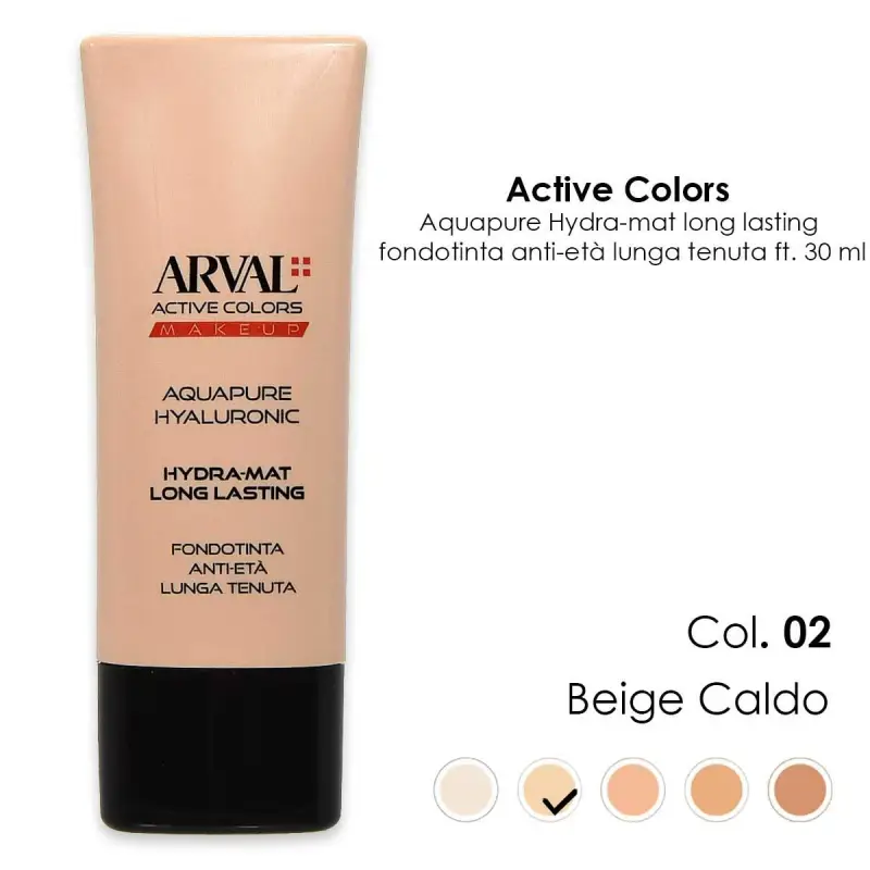 AQUAPURE Hyaluronic - Hydra-mat long lasting n. 02 - beige caldo fondotinta anti-età lunga tenuta ft 30ml