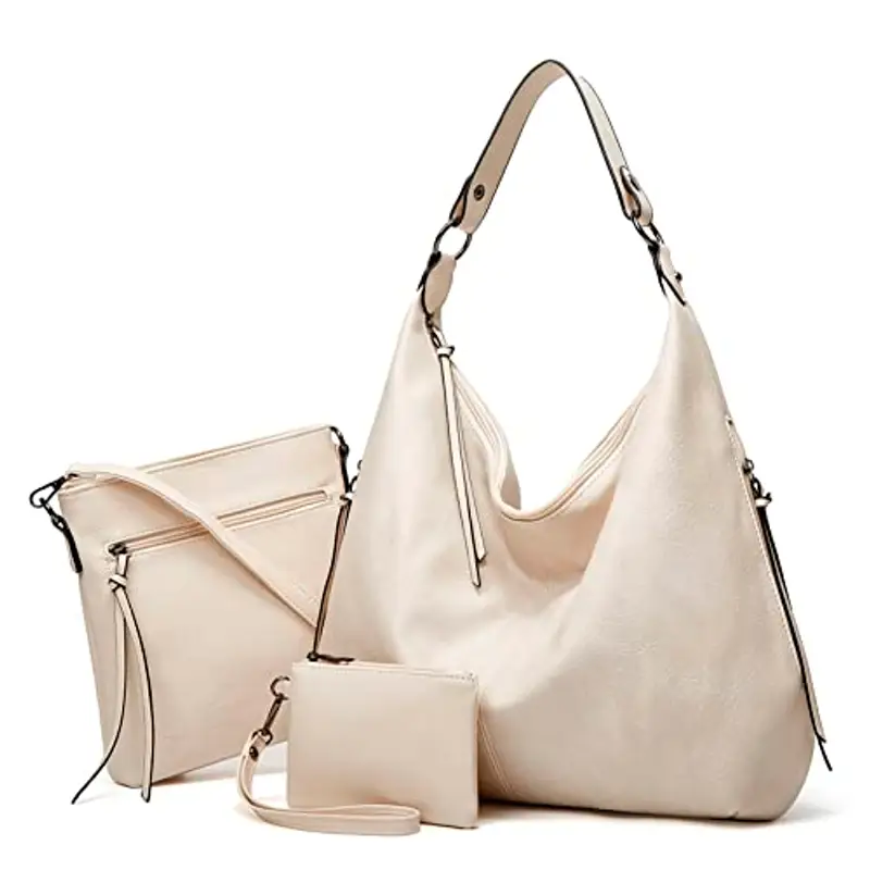 Ashioup, Borsa larga da donna vintage, in pelle ecologica in poliuretano, in stile hobo, con cerniera, Taglia unica