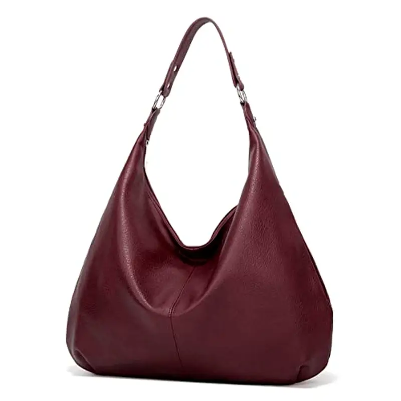 Ashioup, Borsa larga da donna vintage, in pelle ecologica in poliuretano, in stile hobo, con cerniera, Taglia unica miniatura 2
