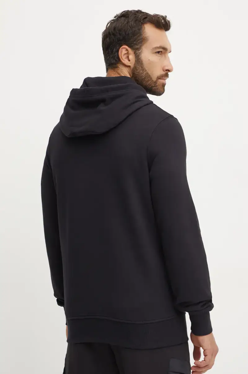 felpa uomo colore nero con cappuccio con applicazione 2031E187 miniatura 3