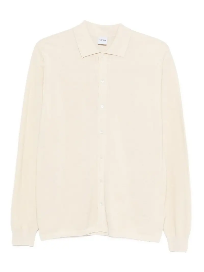 Camicia a maniche lunghe in cotone beige