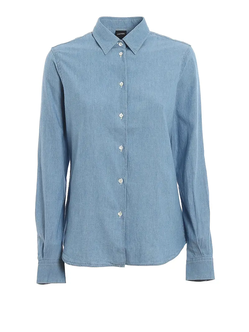 Camicia in denim di cotone Lavaggio chiaro