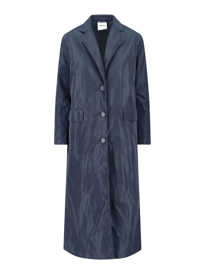 Cappotto In Tessuto Tecnico Blu