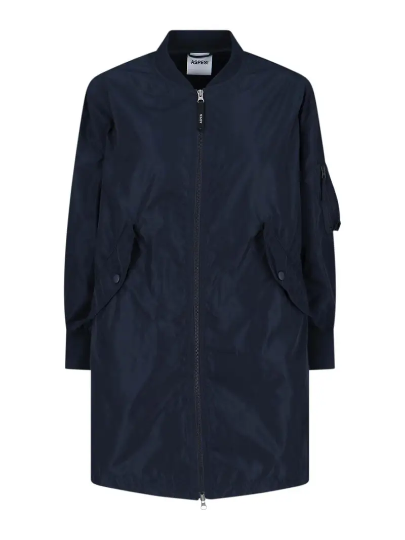 Cappotto In Tessuto Tecnico Blu