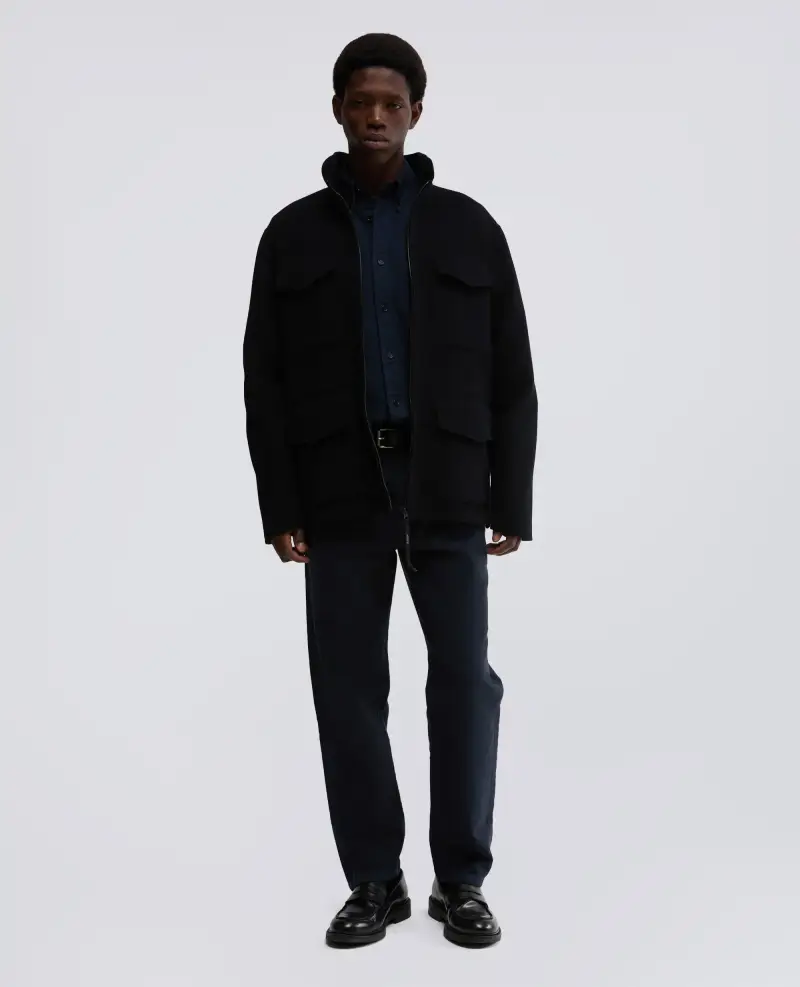 Giacca nelson in lana blu scuro