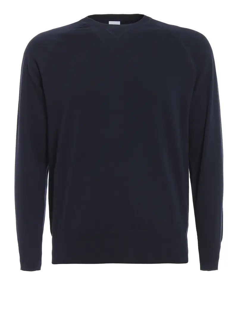 Maglia girocollo in cotone blu