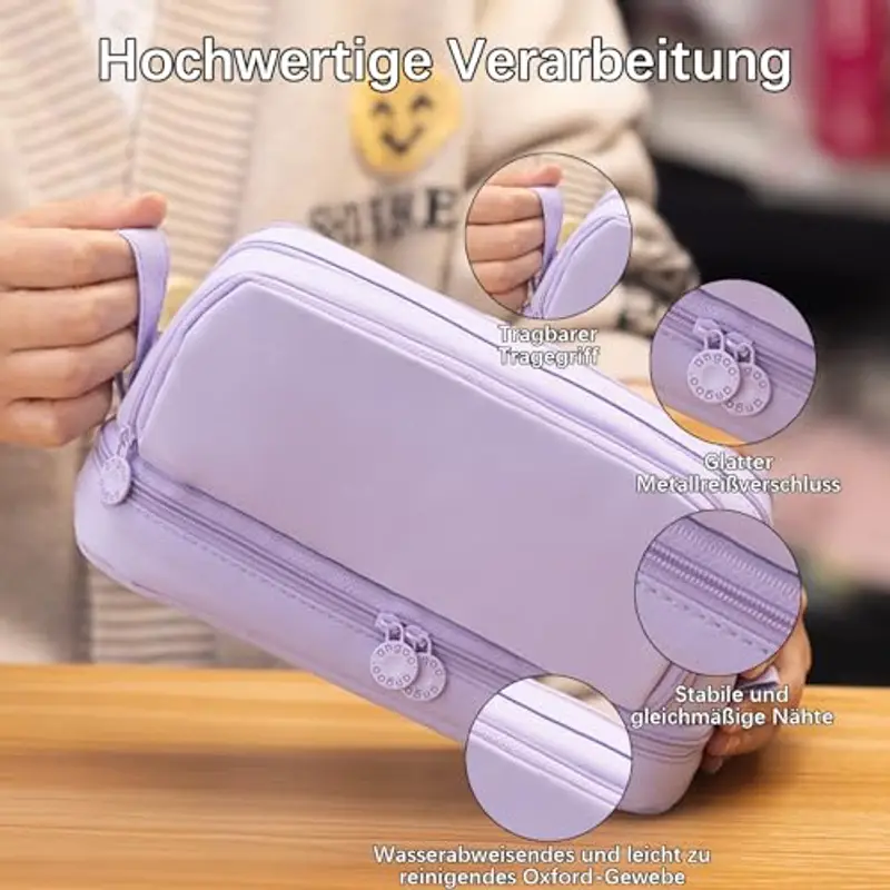 Astuccio di Grande Capacità, Astuccio 3 Scomparti, Astuccio Portamatite, Astuccio Scuola, Cose per la Scuola, per le miniatura 3