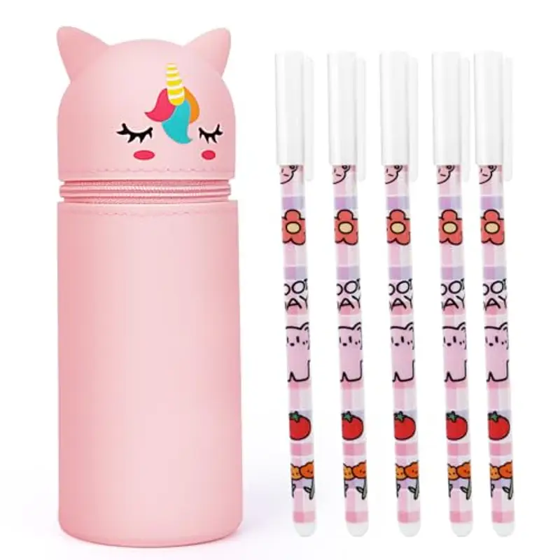 Astuccio Scuola Silicone, 2 in 1 Astuccio Retrattile Penna per Custodia Scatola 3D Motivo Astuccio Scuola, Adatto per Studenti e Bambini per Dare la Borsa Matita Studio