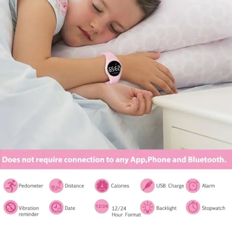 aswan watch Orologio Digitale Bambina Bambino con Contapassi, Calorie e Distanza senza App, Sveglia, Cronometro, Data miniatura 2