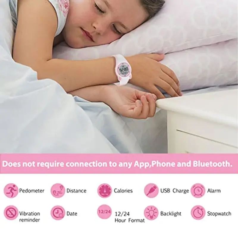 aswan watch Orologio Digitale Bambina Bambino con Contapassi, Calorie e Distanza senza App, Sveglia, Cronometro, Data miniatura 2
