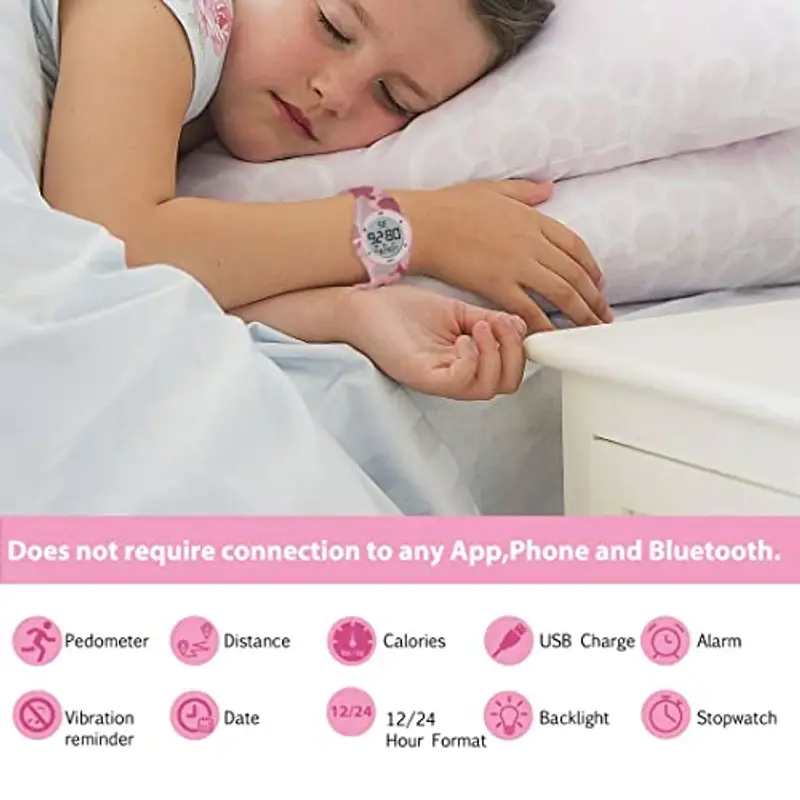 aswan watch Orologio Digitale Bambina Bambino con Contapassi, Calorie e Distanza senza App, Sveglia, Cronometro, Data miniatura 2