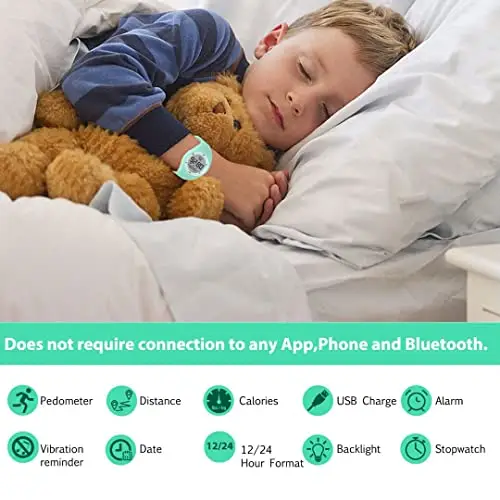 aswan watch Orologio Digitale Bambina Bambino con Contapassi, Calorie e Distanza senza App, Sveglia, Cronometro, Data miniatura 2