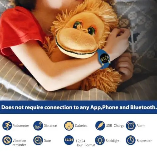 aswan watch Orologio Digitale Bambina Bambino con Contapassi, Calorie e Distanza senza App, Sveglia, Cronometro, Data miniatura 2