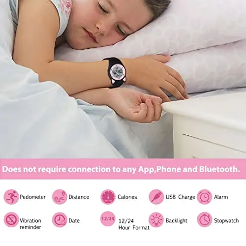aswan watch Orologio Digitale Bambina Bambino con Contapassi, Calorie e Distanza senza App, Sveglia, Cronometro, Data miniatura 2