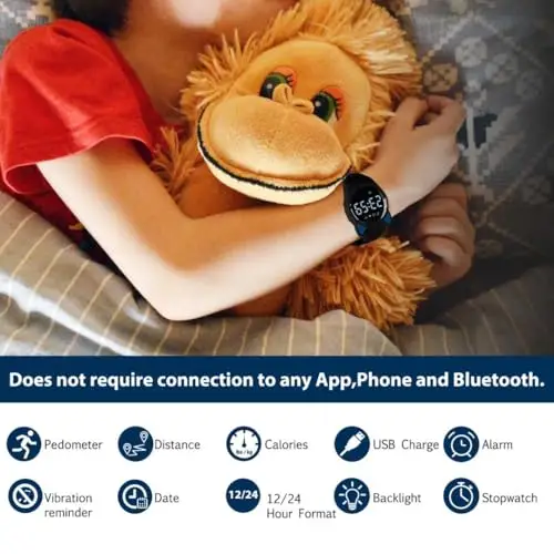 aswan watch Orologio Digitale Bambina Bambino con Contapassi, Calorie e Distanza senza App, Sveglia, Cronometro, Data miniatura 2