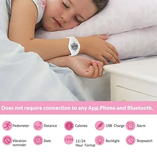 aswan watch Orologio Digitale Bambina Bambino con Contapassi, Calorie e Distanza senza App, Sveglia, Cronometro, Data miniatura 2