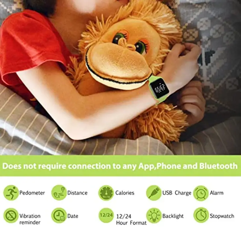 aswan watch Orologio Digitale Bambina Bambino con Contapassi, Calorie e Distanza senza App, Sveglia, Cronometro, Data miniatura 2