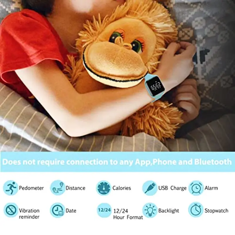 aswan watch Orologio Digitale Bambina Bambino con Contapassi, Calorie e Distanza senza App, Sveglia, Cronometro, Data miniatura 2