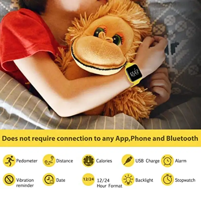 aswan watch Orologio Digitale Bambina Bambino con Contapassi, Calorie e Distanza senza App, Sveglia, Cronometro, Data miniatura 2