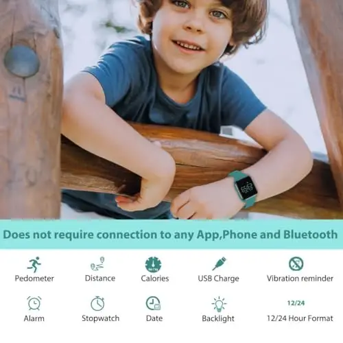 aswan watch Orologio Digitale Bambina Bambino con Contapassi, Calorie e Distanza senza App, Sveglia, Cronometro, Data miniatura 2