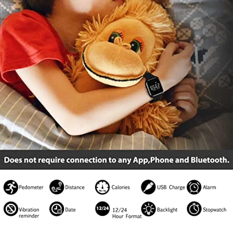 aswan watch Orologio Digitale Bambina Bambino con Contapassi, Calorie e Distanza senza App, Sveglia, Cronometro, Data, Luce-Orologio da polso Ragazza Ragazzo con Cinturino in Silicone miniatura 2