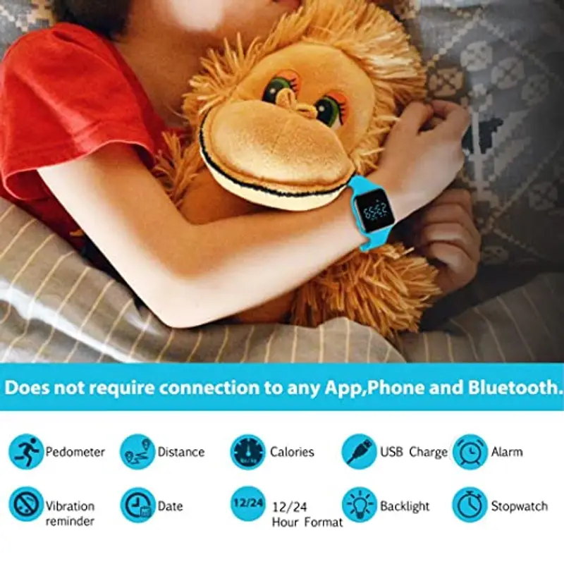 aswan watch Orologio Digitale Bambina Bambino con Contapassi, Calorie e Distanza senza App, Sveglia, Cronometro, Data, Luce-Orologio da polso Ragazza Ragazzo con Cinturino in Silicone miniatura 2