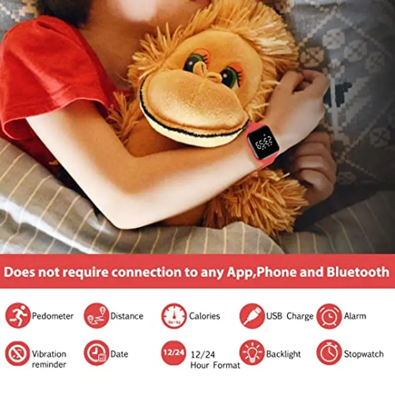 aswan watch Orologio Digitale Bambina Bambino con Contapassi, Calorie e Distanza senza App, Sveglia, Cronometro, Data, Luce-Orologio da polso Ragazza Ragazzo con Cinturino in Silicone miniatura 2