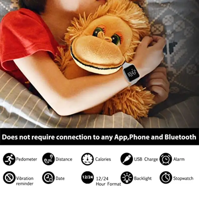 aswan watch Orologio Digitale Bambina Bambino con Contapassi, Calorie e Distanza senza App, Sveglia, Cronometro, Data, Luce-Orologio da polso Ragazza Ragazzo con Cinturino in Silicone miniatura 2