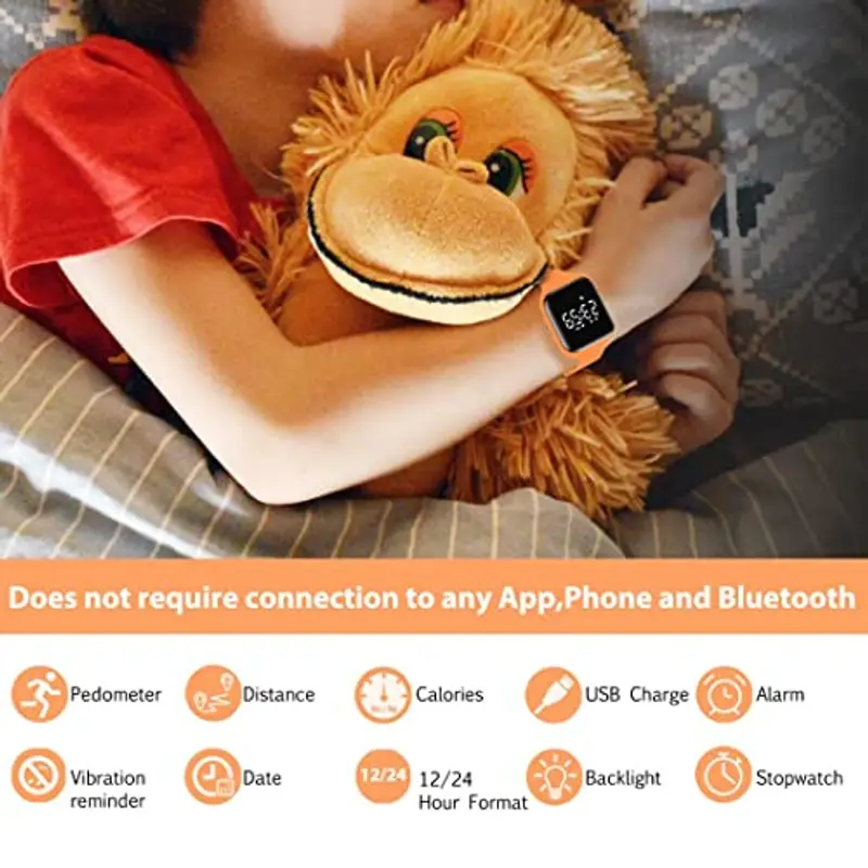 aswan watch Orologio Digitale Bambina Bambino con Contapassi, Calorie e Distanza senza App, Sveglia, Cronometro, Data, Luce-Orologio da polso Ragazza Ragazzo con Cinturino in Silicone miniatura 2