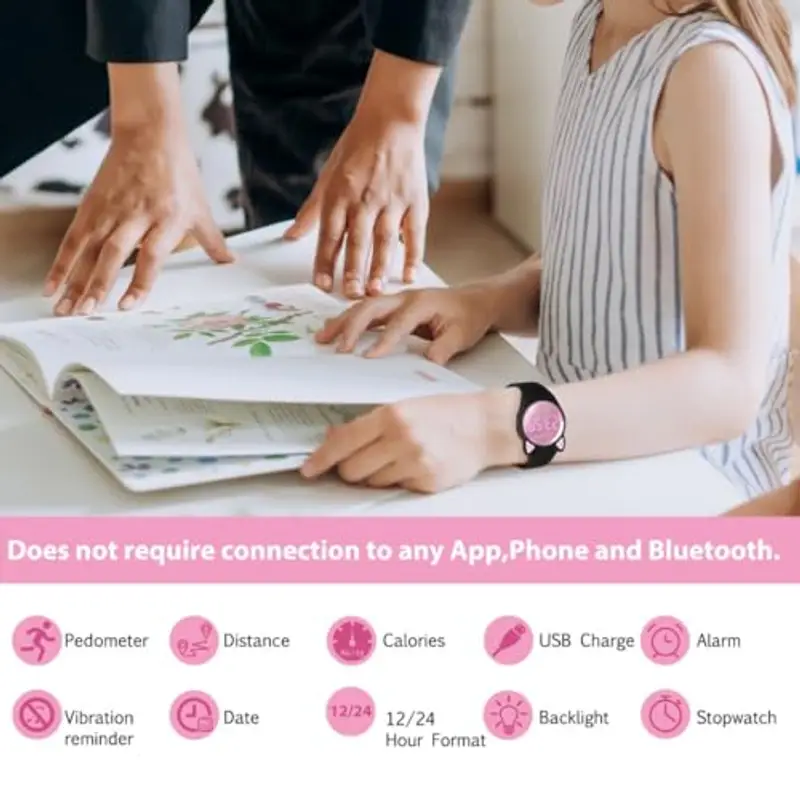 aswan watch Orologio Digitale Bambina Bambino con Contapassi, Calorie e Distanza senza App, Sveglia, Cronometro, Data, Luce-Orologio da polso Ragazza Ragazzo con Cinturino in Silicone miniatura 2