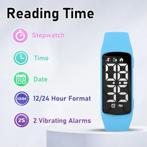 aswan watch Orologio Digitale Bambina Bambino con Cronometro, Contapassi, Distanza e Calorie Senza miniatura 3