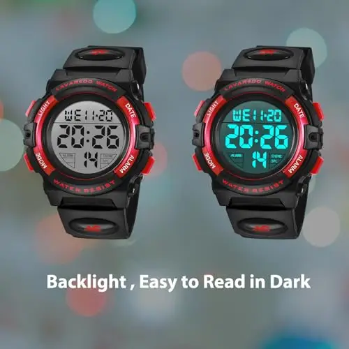 aswan watch Orologio Digitale Bambino con Sveglia, Cronometro, Data, Luce LED-Orologio da polso Ragazzo con Cinturino miniatura 3
