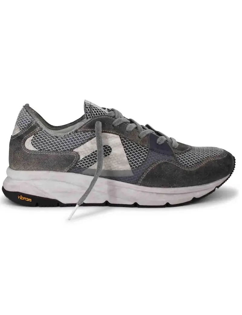 Sneakers uomo in tessuto tecnico grigio con camoscio in tinta e suola vibram Uomo 11011 315B