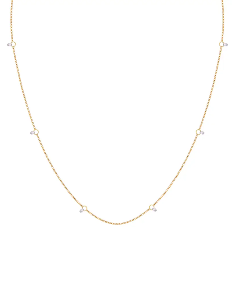 Collana Un Filo Di Luce Briolette 6 Diamanti Bianchi
