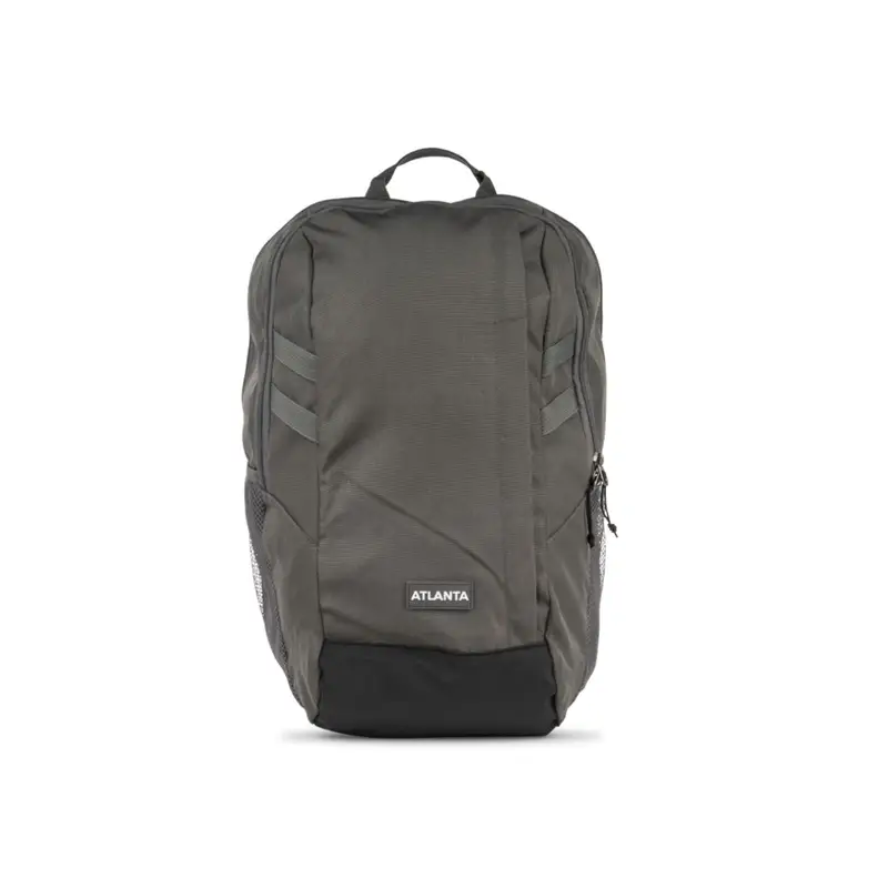 Zaino grigio da viaggio con tasche e logo