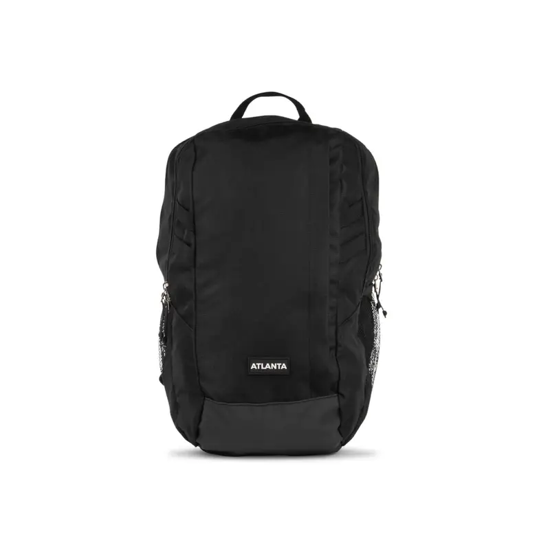 Zaino nero da viaggio con tasche e logo