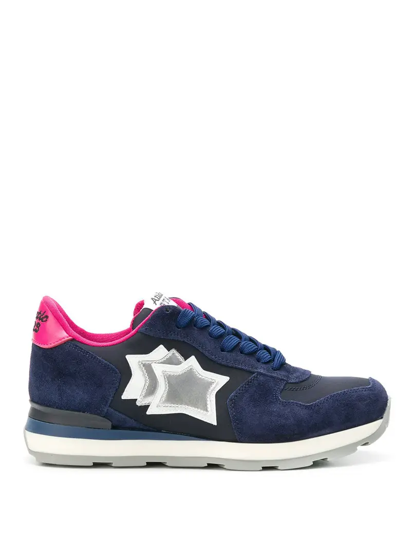Sneaker Vega in pelle blu scura e fucsia