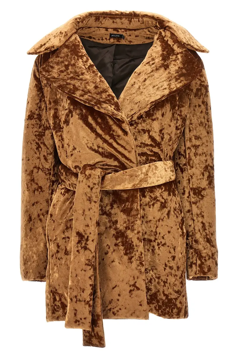 Cappotto Crushed Velvet Marrone