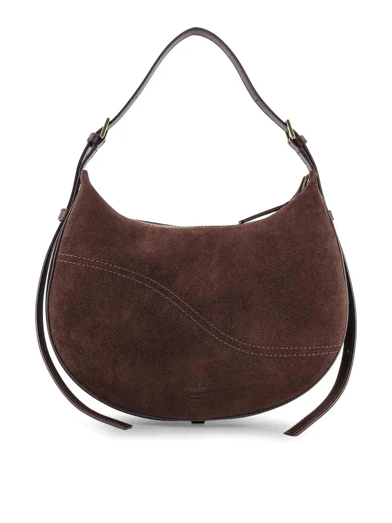 Borsa A Spalla Liveri In Suede Marrone