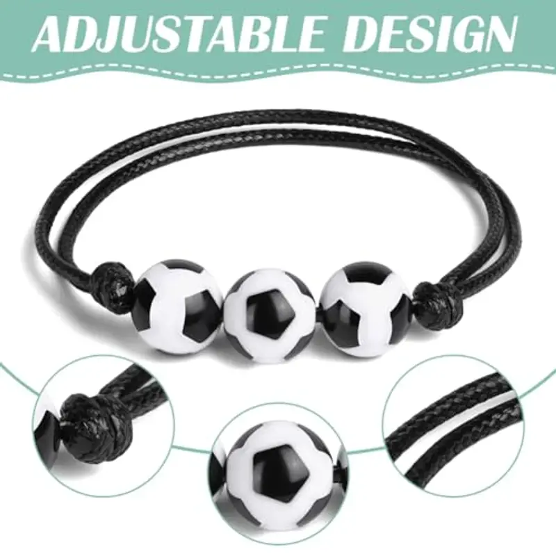 AUAUY 12 Pz Braccialetti dell'Amicizia da Calcio, Braccialetti Atletici Regolabili, Braccialetti di Corda Intrecciata, Riempitivi per Borse da Festa di Calcio Regali di Calcio di Moda per Adolescenti miniatura 3