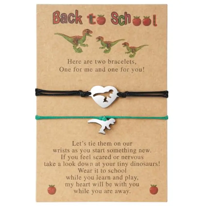 AUAUY 2pz Regali di Ritorno a Scuola, Bracciale Madre e Figlia Bracciale Mamma e Figlio Regalo per Madre, Regali per il Primo Giorno di Scuola per Ragazze e Ragazzi, Natale Regalo, Dinosauro