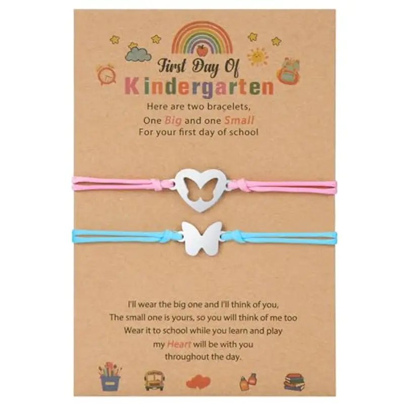 AUAUY 2pz Regali di Ritorno a Scuola, Bracciale Madre e Figlia Bracciale Mamma e Figlio Regalo per Madre, Regali per il Primo Giorno di Scuola per Ragazze e Ragazzi, Natale Regalo, Farfalla